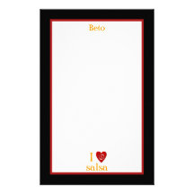 I Love Salsa Swirl Heart Latin Dancing Custom Stationery Paper