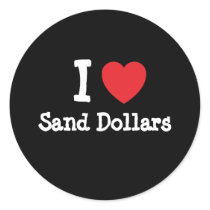 I love Sand Dollars heart custom personalized stickers