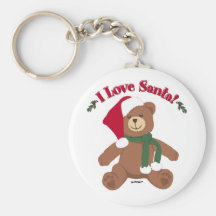 I Love Santa! Christmas Teddy Bear Key Chains