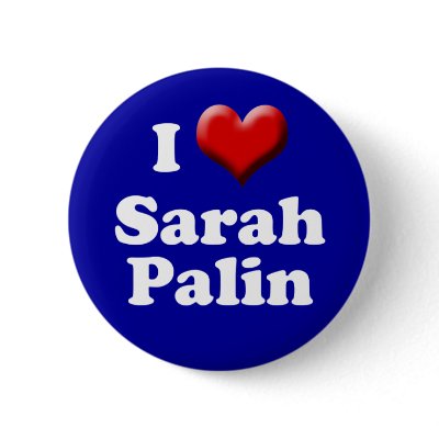 I love Sarah Palin Button (Red Heart Palin Button)
