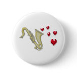I Love Saxaphone Hearts Buttons