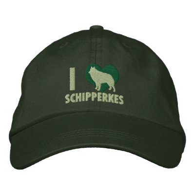 I Love Schipperkes Embroidered Hat (Forest Green) I Love Schipperkes Embroidered Hat (Forest Green)