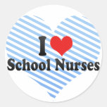 I Love School Nurses Round Sticker