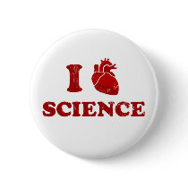 i love science / i heart science / anatomy pinback buttons