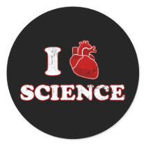 i love science / i heart science / anatomy round sticker