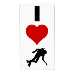 I Love Scuba Diving (Vertical) Personalized Shipping Label