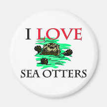 I Love Sea Otters Fridge Magnets
