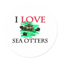 I Love Sea Otters Stickers