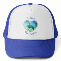 I Love Sea Turtles Hats