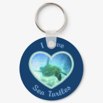 I Love Sea Turtles Keychain