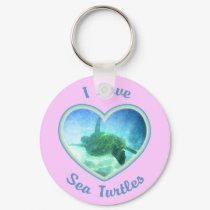 I Love Sea Turtles Keychain