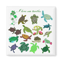 I love sea turtles magnet - Customized