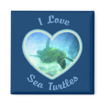 I Love Sea Turtles Magnets