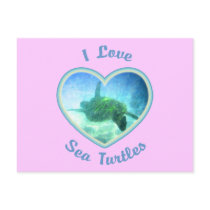 I Love Sea Turtles Postcard