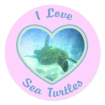 I Love Sea Turtles Stickers