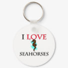 round_keychain - I Love Seahorses