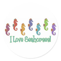 I Love Seahorses (Light Tees Only) stickers by naturetees I Love Seahorses (Light Tees Only) stickers