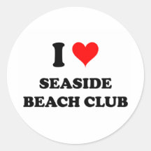 I Love Seaside Beach Club Rhode Island Round Sticker