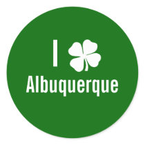 I love (shamrock) Albuquerque St Patricks Day Round Stickers