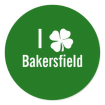 I love (shamrock) Bakersfield St Patricks Day Round Sticker