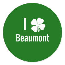 I love (shamrock) Beaumont St Patricks Day Round Sticker
