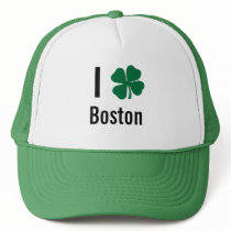 I love (shamrock) Boston St Patricks Day Trucker Hats