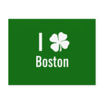 I love (shamrock) Boston St Patricks Day Post Cards