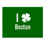 I love (shamrock) Boston St Patricks Day Post Cards