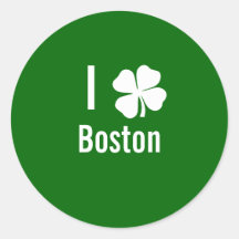 I love (shamrock) Boston St Patricks Day Round Sticker