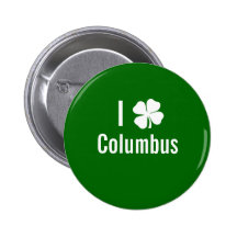 I love (shamrock) Columbus St Patricks Day Pins