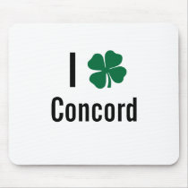 I love (shamrock) Concord St Patricks Day mousepads