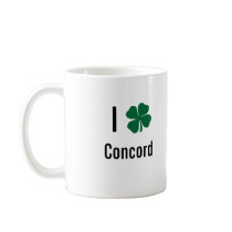 I love (shamrock) Concord St Patricks Day mugs