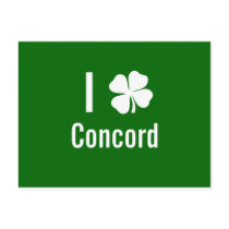 I love (shamrock) Concord St Patricks Day postcards