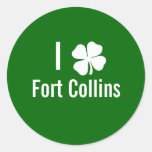 I love (shamrock) Fort Collins St Patricks Day Round Stickers