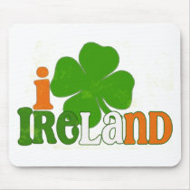 "I Love (Shamrock) Ireland" Flag Colors Distressed Mousepad