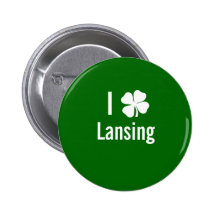 I love (shamrock) Lansing St Patricks Day Buttons