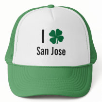 I love (shamrock) San Jose St Patricks Day hats