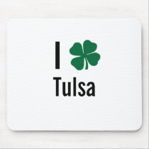 I love (shamrock) Tulsa St Patricks Day mousepads