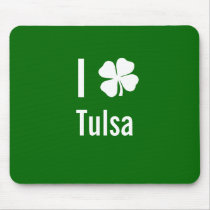 I love (shamrock) Tulsa St Patricks Day mousepads
