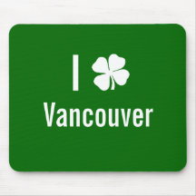 I love (shamrock) Vancouver St Patricks Day Mouse Mat