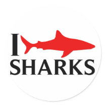 I Love Sharks Round Sticker
