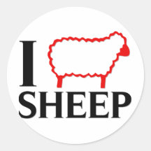 I Love Sheep Round Stickers