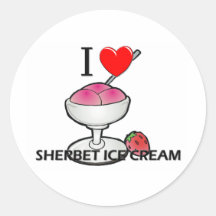 I Love Sherbet Ice Cream Round Stickers
