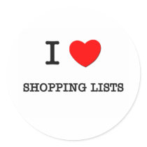 I LOVE SHOPPING LISTS stickers