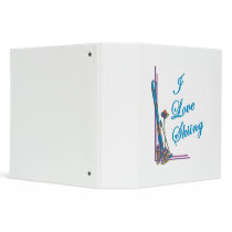 I Love Skiing Blue Binders