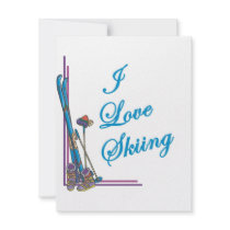 I Love Skiing Blue Custom Announcements