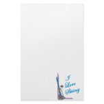 I Love Skiing Blue Stationery