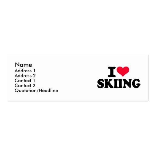 I love Skiing Business Card Template (front side)