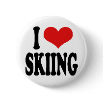 I Love Skiing buttons