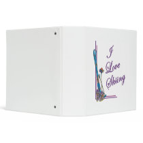 I Love Skiing Purple 3 Ring Binders